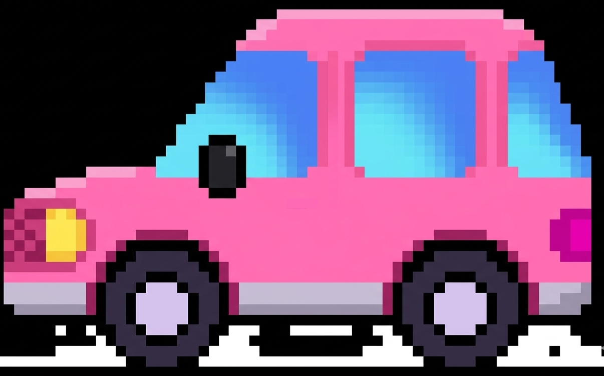 pink car pixel art